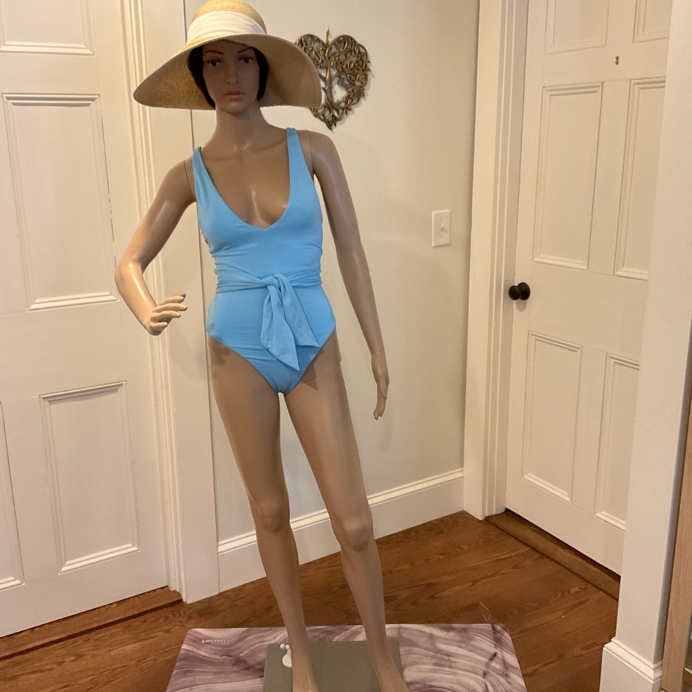 BECCA Blue One Piece Swimsuit with décolleté (V-Neck)